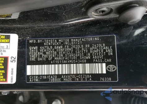 2021 Toyota Camry Night Shade из США, поврежденный, VIN 4T1S11AK4MU543468